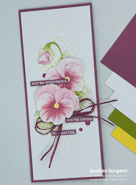 Let a friend know you are thinking of them with a personally created Moody Mauve pansy card