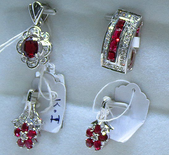 Ruby and diamond jewelry