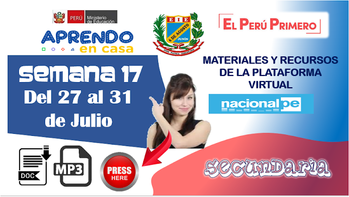 MATERIALES Y RECURSOS del Lunes 27 al 31 de JULIO