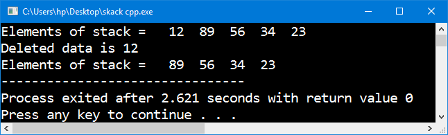 Program in C and C++ for stack using array