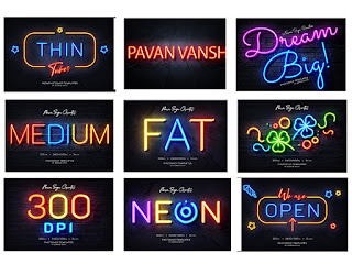 Neon Style Wall Logo PSD Templates