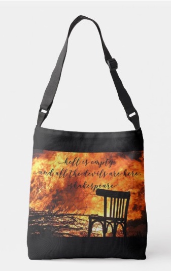 Strap View Hell is empty and all the devils are here - Shoulder Tote Bag - burning fire with the words design on both sides