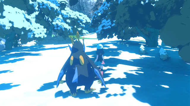 Pokémon Diamond Pearl reimagined remake trailer running wild Snover overworld following Empoleon