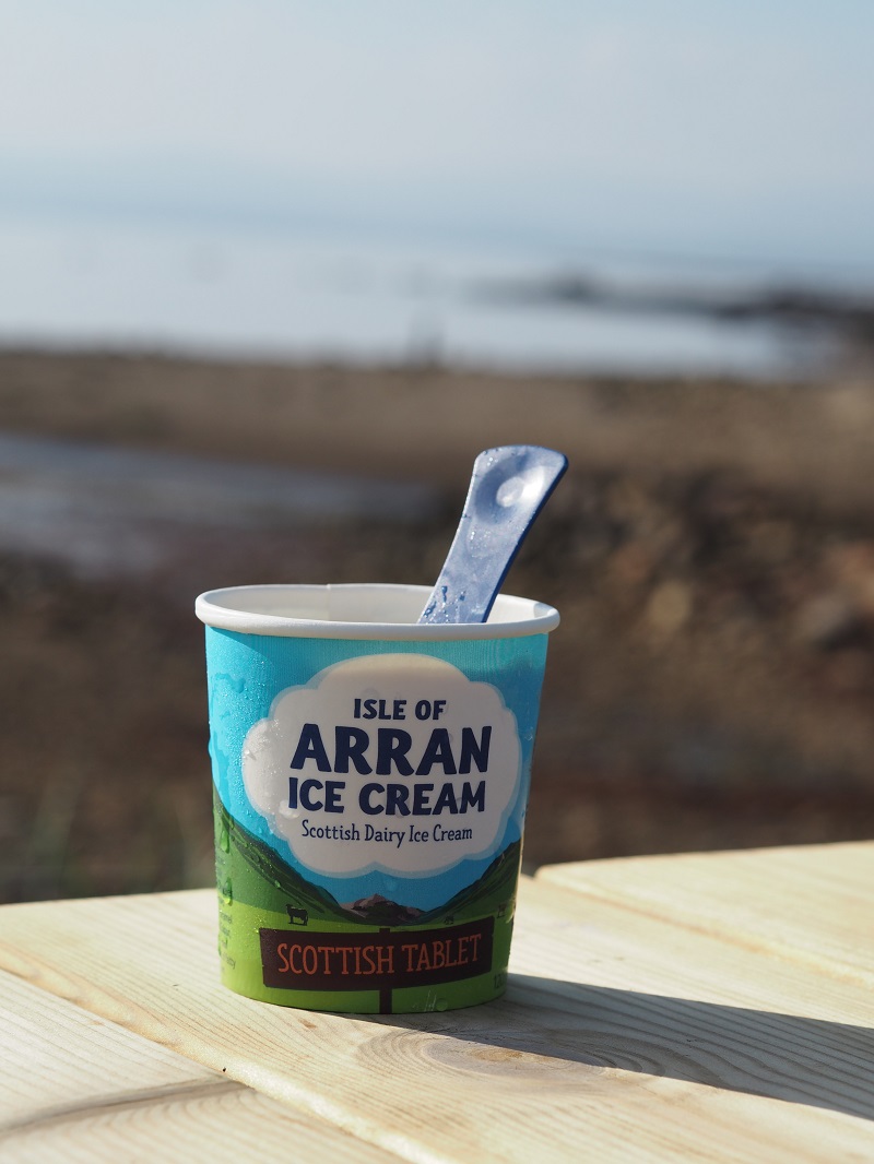 Scottish tablet flavour Isle of Arran ice cream by the sea