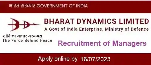 Bharat Dynamics Managers Vacancy Recruitment 2023