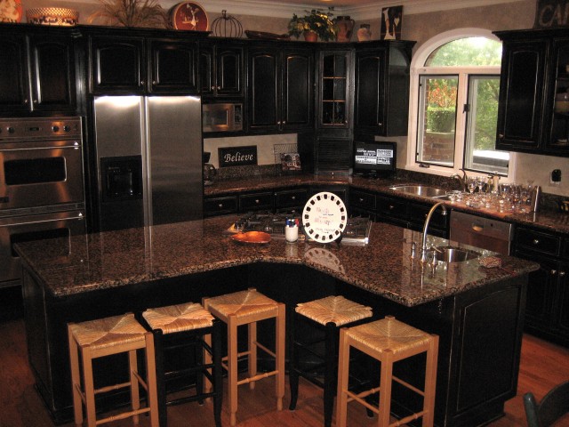 Black Distressed Kitchen Cabinets