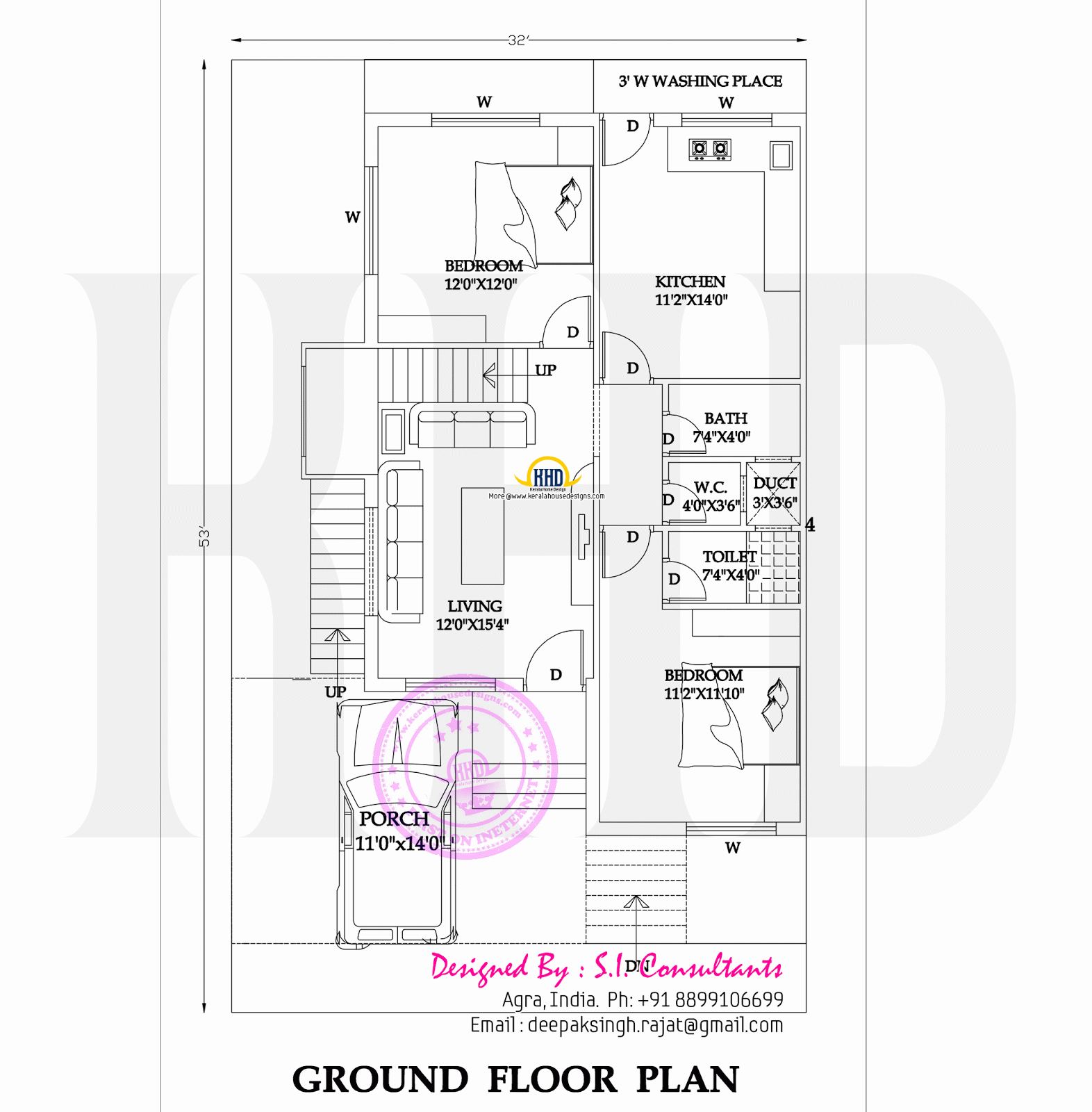 Floor plan  and elevation of modern Indian house  design  