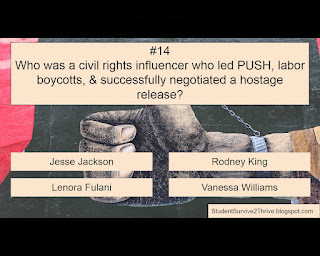 Who was a civil rights influencer who led PUSH, labor boycotts, & successfully negotiated a hostage release? Answer choices include: Jesse Jackson, Rodney King, Lenora Fulani, Vanessa Williams