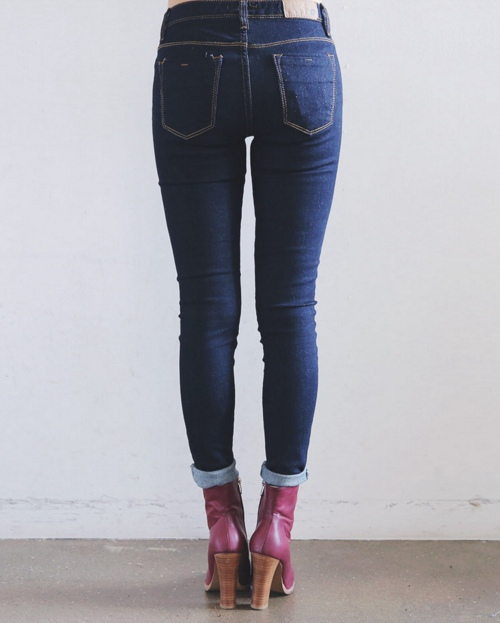 Skinny Fit Contrast Stitch Denim Pants