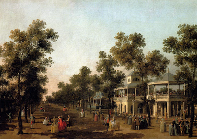 View of the Grand Walk, Vauxhall Gardens, with the Orchestra Pavilion, the Organ House, the Turkish Dining Tent and the Statue of Aurora painting Canaletto