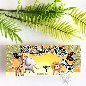 Sunny Studio Stamps: Radiant Plumeria Savanna Safari Tropical Scenes Stitched Semi-Circle Dies Cards by Candice Fisher