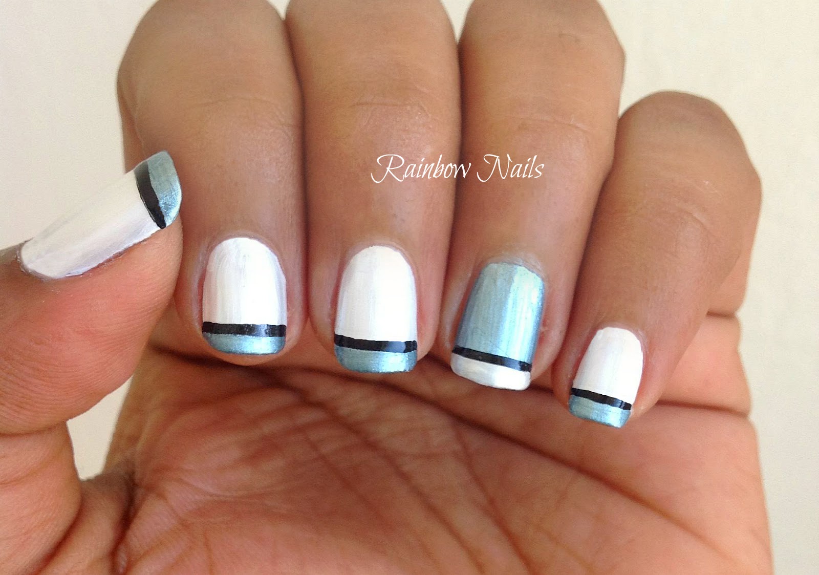 Blue French Tip Nail Designs