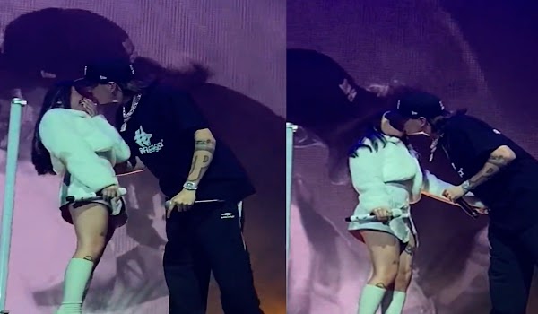 VIDEO: Nicki Nicole y Peso Pluma se besan a mitad de concierto y no termina nada bien