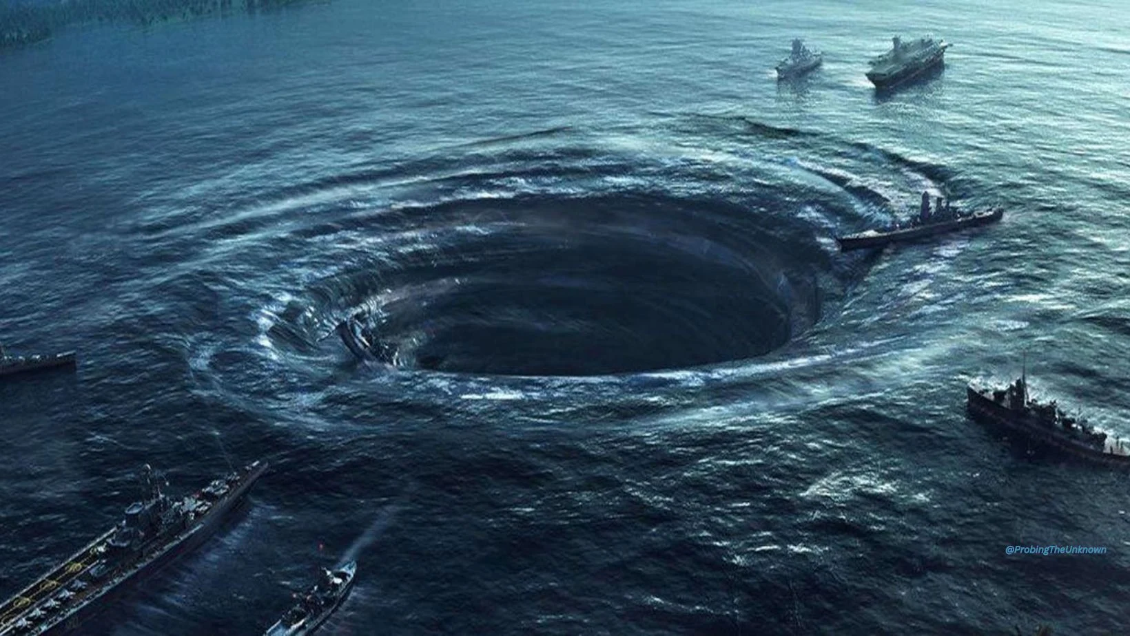 Hurricane in the Bermuda Triangle: A dramatic photo of a swirling hurricane showcasing the natural danger present in the region.