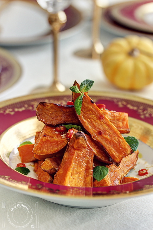 Roasted Sweet Potatoes with Chile Yogurt and Mint