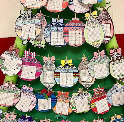 Teachers are so creative! This post is filled with photos teachers have sent of their math classrooms and of the Christmas math activities they used to decorate their classroom walls and classroom doors. There are ideas for decorating with fractions, for middle school and even creating a Christmas tree out of math pennants!