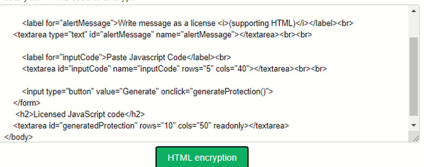 HTML encryption