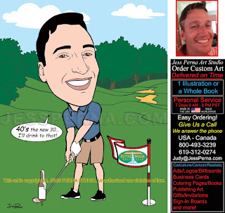 Drunk Golfer 40th Birthday Caricature Sign-In Board