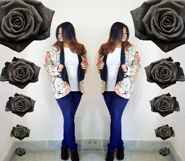 black roses and floral blazer