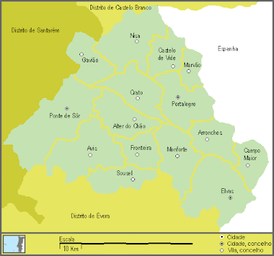 Portalegre Mapa Regional da Região