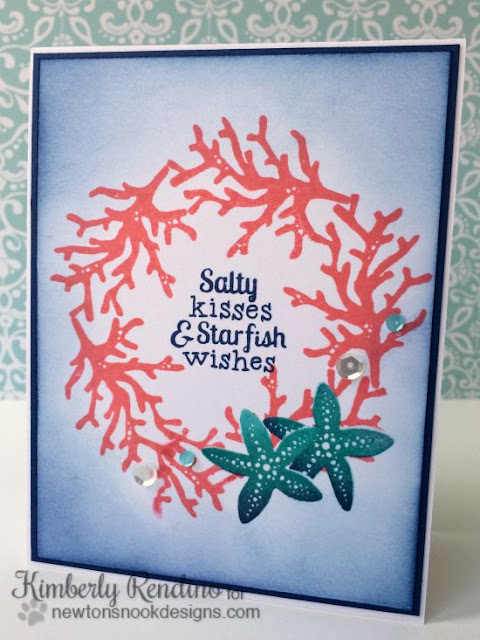 Tranquil Tides card by Kimberly Rendino for Newton's Nook Designs | starfish | coral 