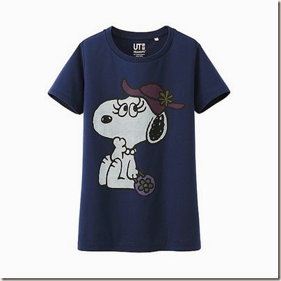 Uniqlo Women Peanuts Crew Neck Short Sleeve T-shirt Navy