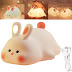 Big Face Rabbit Light, 2024 New Cute Silicone USB Rechargeable Night Lamp, 3 Modes Adjustable Brightness Rabbit Silicone Light for Kids Gift