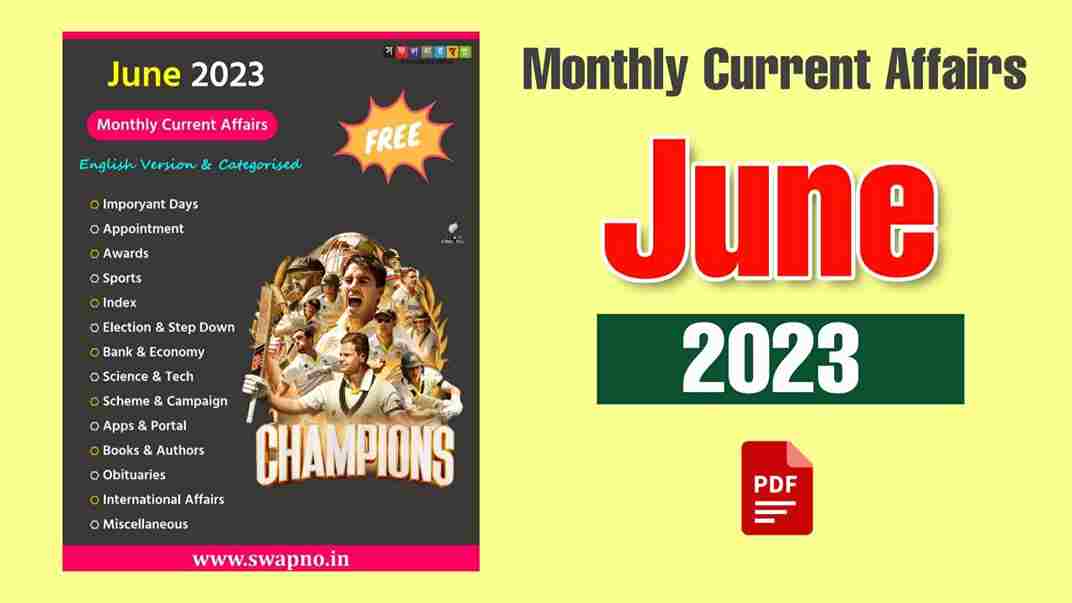 June 2023 Monthly Current Affairs in English PDF