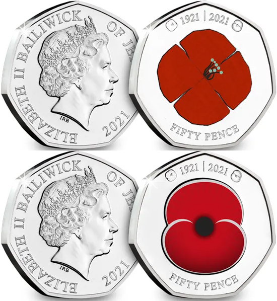 Jersey 50 pence 2021 - 100 years of the Royal British Legion