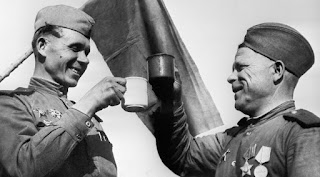 What did Soviet troopers do other than battling Germans amid WWII