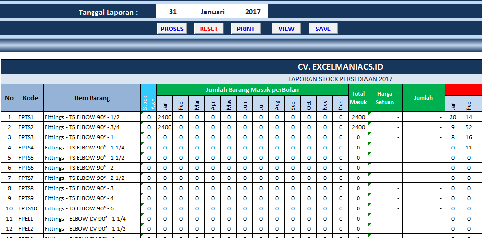Aplikasi Excel Stock Persediaan Barang versi 3 Excel Maniacs