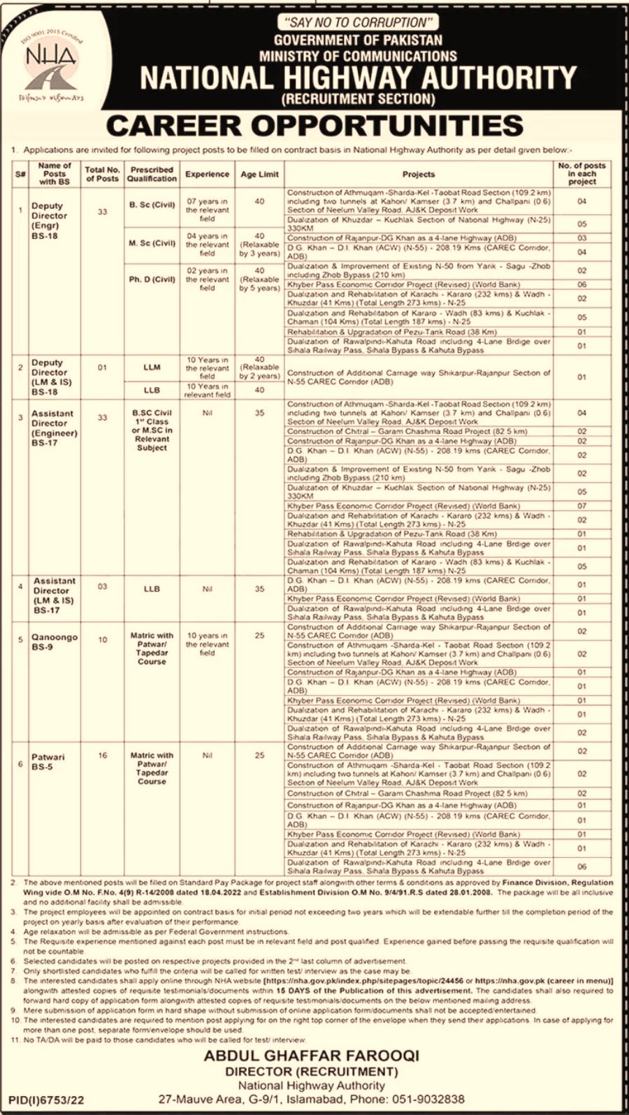 NHA Jobs 2023 Online Apply - www.nha.gov.pk jobs 2023,Jobs in NHA , national highway authority jobs, jobs , jobs near me, recruitment, post, posts , career