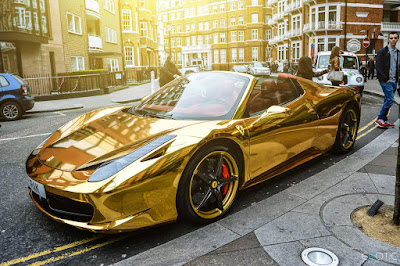 A gold chrome-plated Porsche.