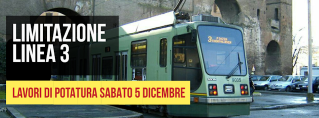 Sabato 5 dicembre linea tram 3 limitata a Piazza di Porta Maggiore