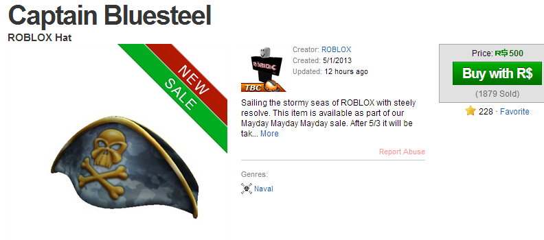 Roblox Newscast Hat Review Captain Bluesteel - buying the pirate captains hat in roblox sale going on for pirate captains hat