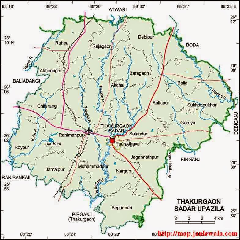 thakurgaon sadar upazila map of bangladesh