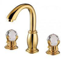  Juno Ella Luxury Golden Double Crystal Handle Bathroom Sink Faucet Mixer