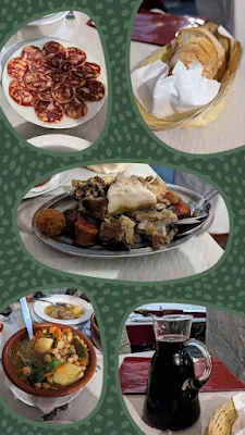 Collage of Alentejano dishes served at Adeja Velha in Mourão Portugal