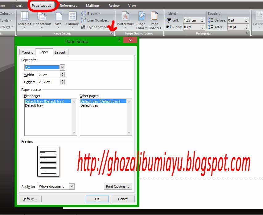 Cara Mengatur Paper Size Folio / F4 Pada MS. WORD 2007 