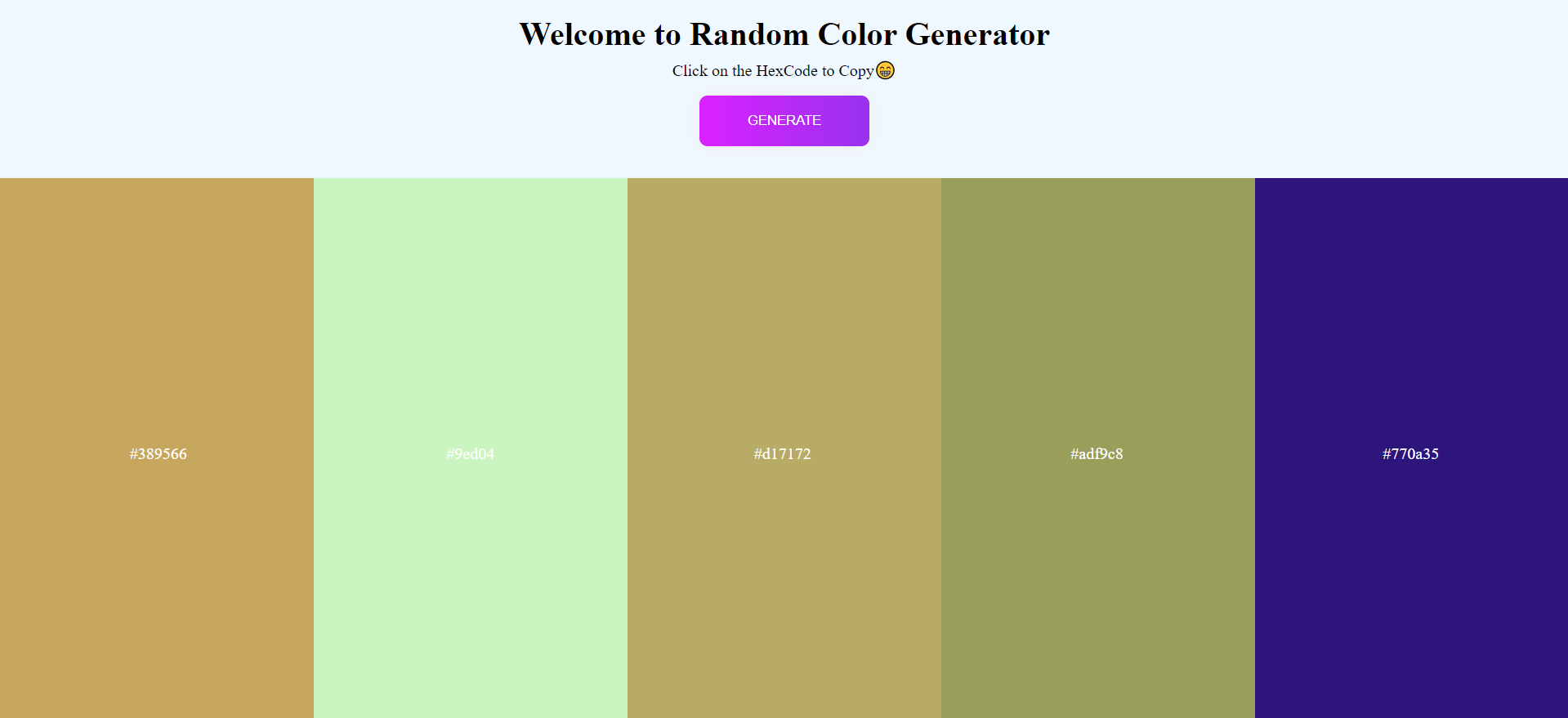 Random Hex Color Using HTML,CSS and JavaScript