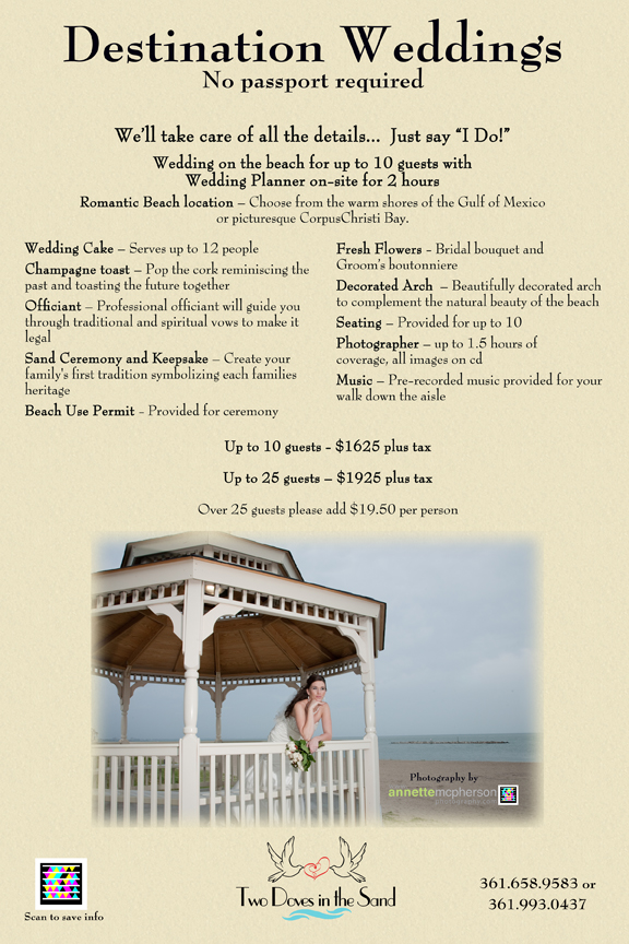  wedding packages for the Port Aransas and Corpus Christi area