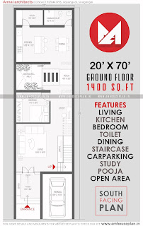 20 x 70 Narrow house plan in india 3BHK