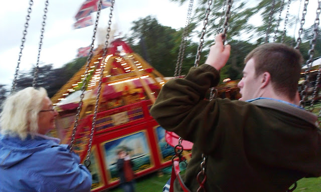 Riding the Chair-o-planes at Carters Steam Fair