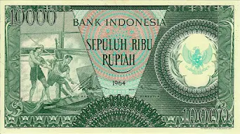 10.000 Rupiah 1964 - Hijau - Cap Garuda (Pekerja Tangan III)