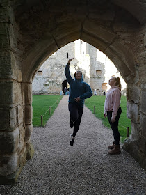 Teens having fun at Bodiam Castle