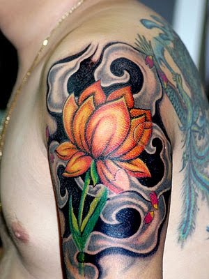 Sun Flower Tattoo Design on Guys Arm