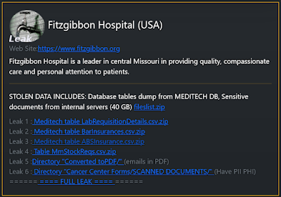 Daixin Team Fitgibbon Hospital breach.