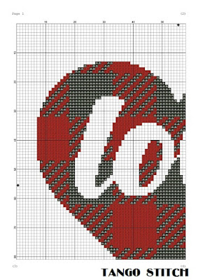 Love heart lumberjack plaid Valentines cross stitch pattern
