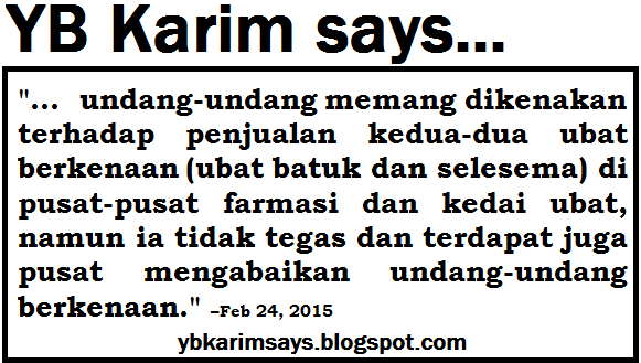 YB Karim says: Ubat batuk 'dadah murah'