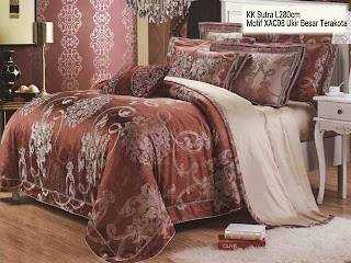 Sprei Kingkoil Sutra Motif Ukir Besar Coklat